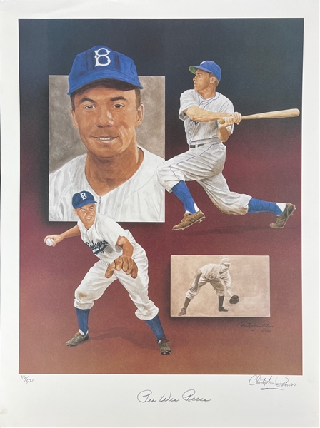 Pee Wee Reese Signed Ltd. Ed. 18 x 24 Lithograph (Third Party Guaranteed)