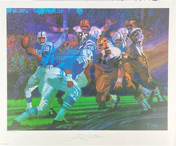 Johnny Unitas Signed Ltd. Ed. 18 x 22 Lithograph (Third Party Guaranteed)