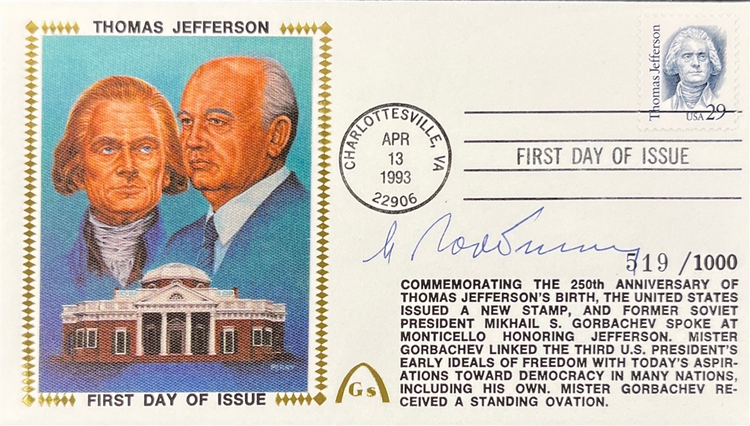 Soviet President Mikhail Gorbachev Signed Gateway Stamp Envelope (Beckett/BAS)