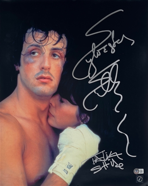 Rocky: Sylvester Stallone & Talia Shire Signed 16 x 20 Color Photo (BAS LOA)