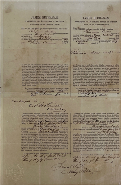 President James Buchanan RARE Signed Presidential Four Language Ship's Papers (Beckett/BAS LOA)