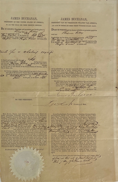 President James Buchanan RARE Signed Presidential Four Language Ship's Papers (Beckett/BAS LOA)