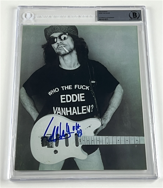 Eddie Van Halen Signed 7.5” x 10” Photo (Beckett/BAS Encapsulated)