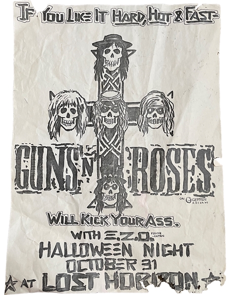 Guns N Roses RARE Original 1987 Concert Flyer :: October 31, 1987 at Lost Horizon - Syracuse, NY