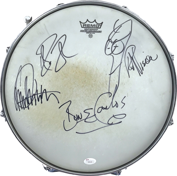 Cheap Trick Group Signed Bun E. Carlos Stage Used Snare Drum w/ Sticks & Gloves! (JSA, Epperson/REAL & Bun E. Carlos LOAs)
