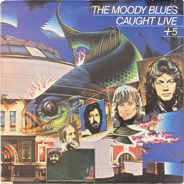 The Moody Blues Group Signed Caught Live +5 Record Album (Epperson/REAL LOA)