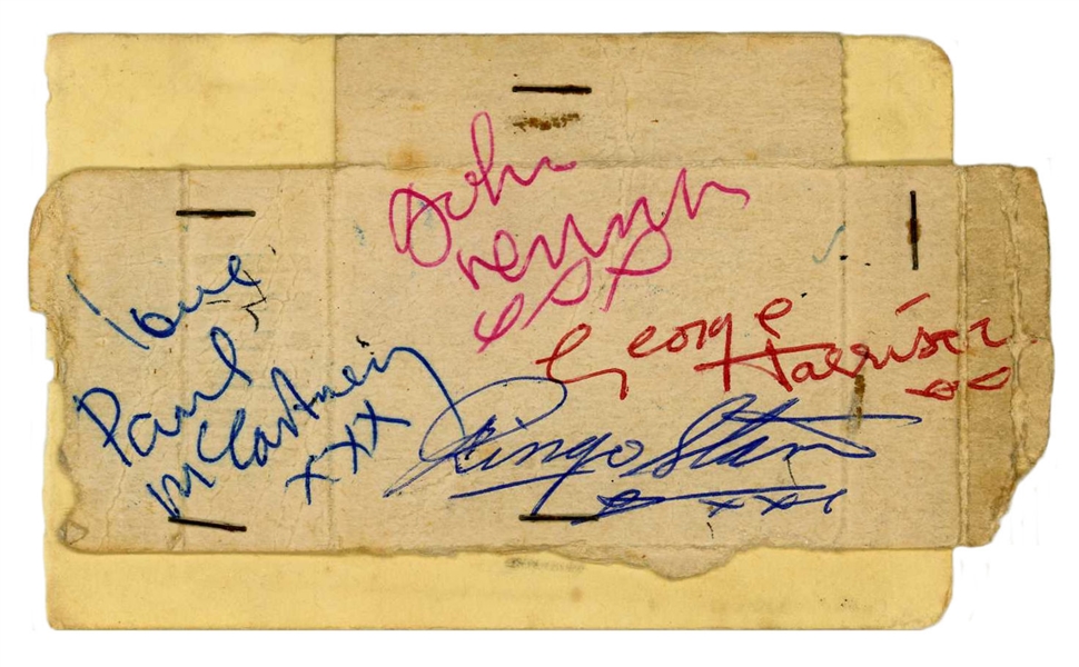 The Beatles 1963 Vintage Fully Group Signed Cigarette Pack on Album Page From Darwen UK (Tracks COA) 
