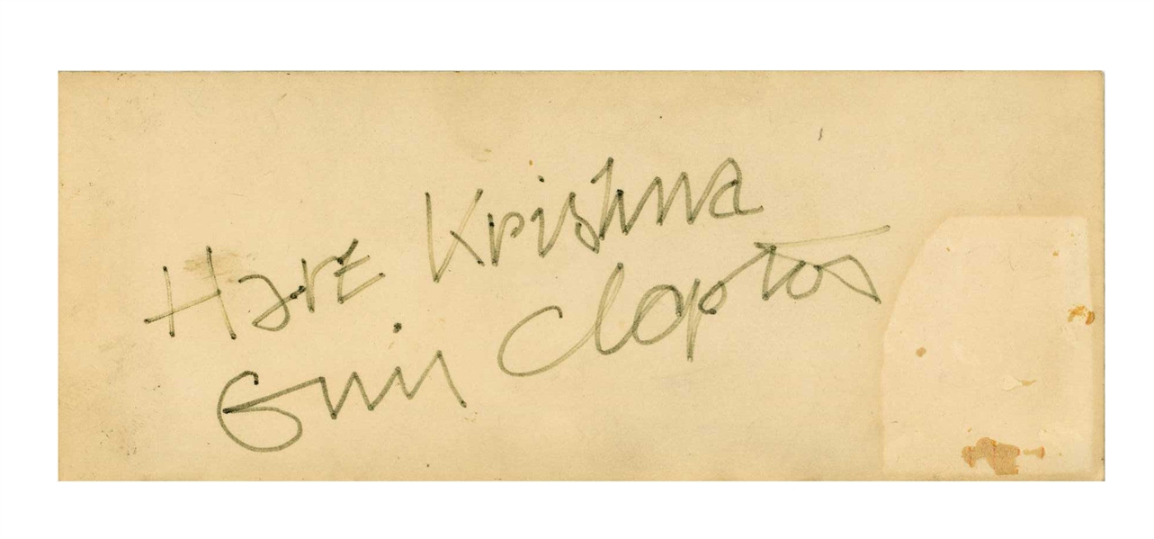 Eric Clapton Late 1960s / Early 1970s “Hare Krishna” Autograph (UK) (Tracks COA)