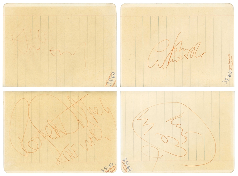 The Who 1967 Vintage Group Signed Page Set w/ Moon From Gothenburg (Sweden) (4 Sigs) (Tracks COA)