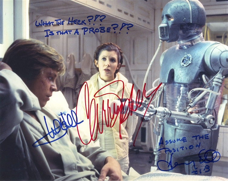 Star Wars: Hamill, Fisher & Delk Signed 10” x 8” Photo from “The Empire Strikes Back” (Third Party Guaranteed)