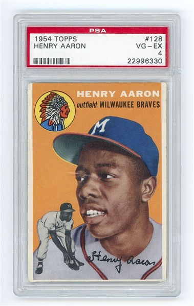 Hank Aaron 1954 Topps #128 (PSA Graded VG-EX 4) 