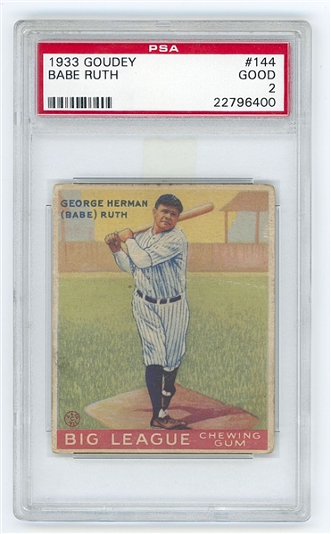 Babe Ruth 1933 Goudey #144 (PSA Graded GOOD 2) 