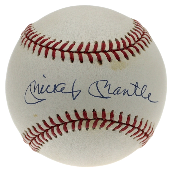 Mickey Mantle RARE Signed Official American League – Gene Budig Baseball (PSA/DNA LOA) 