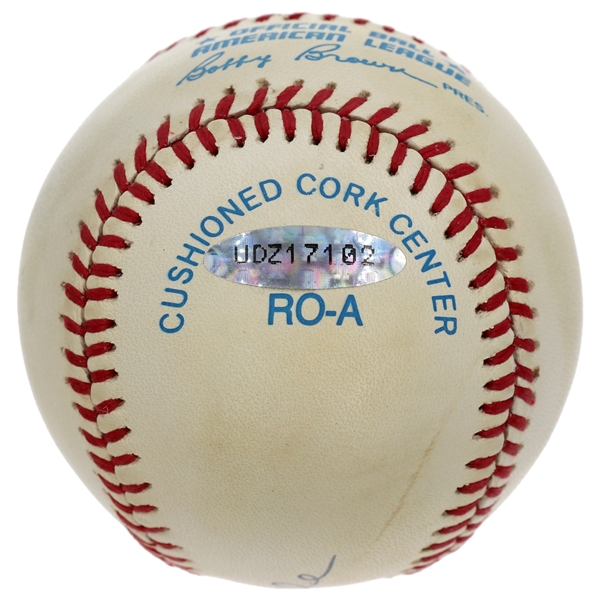 Mickey Mantle Signed & Inscribed # 7 Official American League Baseball (Upper Deck Authentication) 