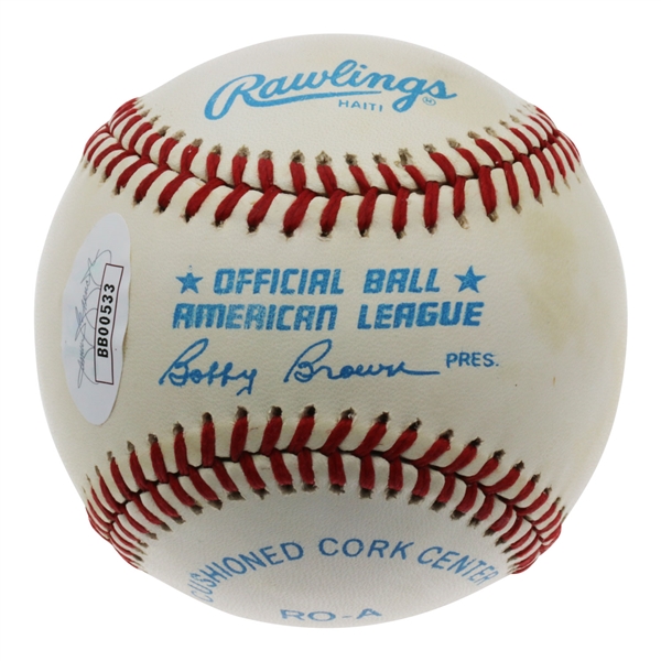 Mickey Mantle Signed Official American League Baseball (JSA LOA) 