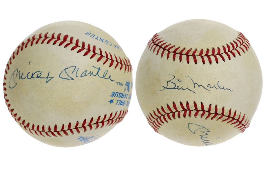 Mickey Mantle & Billy Martin Dual Signed OAL Lee MacPhail NY Yankees Baseball (JSA LOA) 