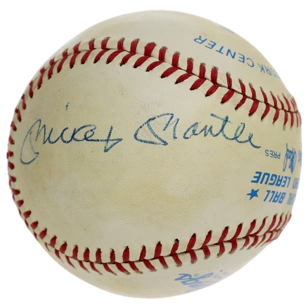 Mickey Mantle & Billy Martin Dual Signed OAL Lee MacPhail NY Yankees Baseball (JSA LOA) 