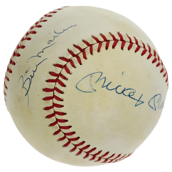 Mickey Mantle & Billy Martin Dual Signed OAL Lee MacPhail NY Yankees Baseball (JSA LOA) 