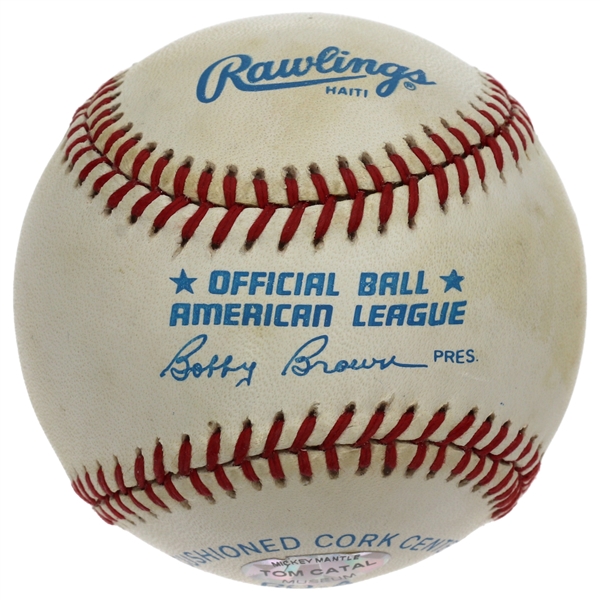 Mickey Mantle # 7 Signed & Inscribed Baseball Including Gumpert & Lonborg - His 1st and Last Home Run Pitchers (JSA LOA) 