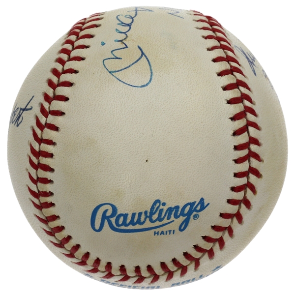 Mickey Mantle # 7 Signed & Inscribed Baseball Including Gumpert & Lonborg - His 1st and Last Home Run Pitchers (JSA LOA) 