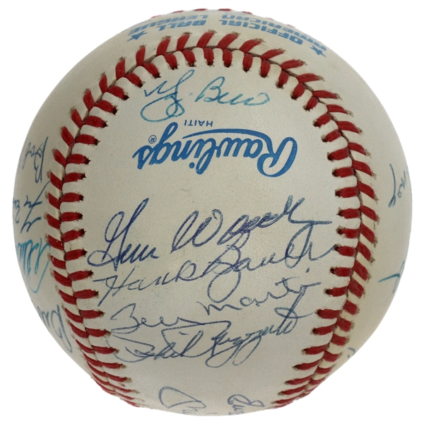 NY Yankees 1953 Team Signed WS Championship OAL Baseball with Mantle, Berra, Ford, Martin (16 Sigs) (JSA LOA) 