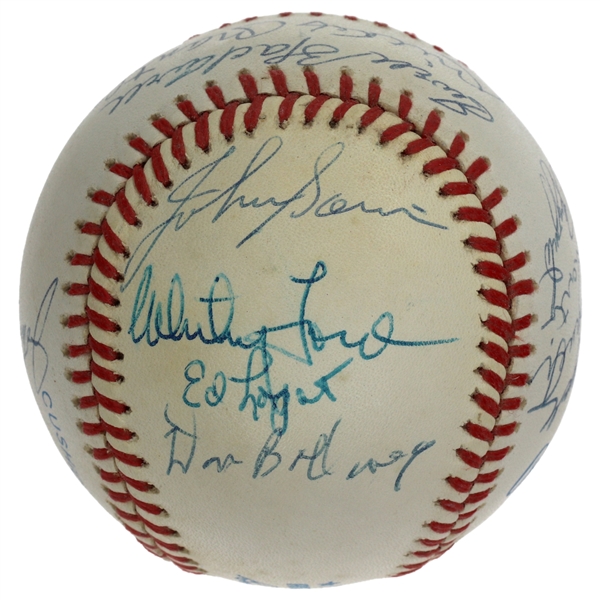 NY Yankees 1953 Team Signed WS Championship OAL Baseball with Mantle, Berra, Ford, Martin (16 Sigs) (JSA LOA) 