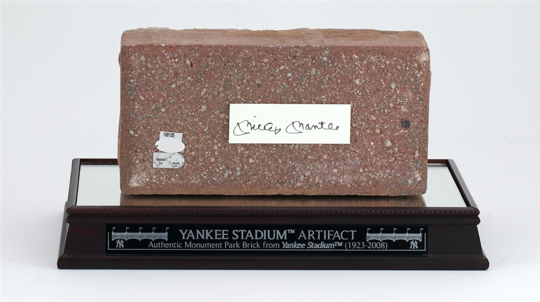 Mickey Mantle Signed Brick from The Original Yankee Stadium’s Monument Park (JSA, MLB & Steiner Authentication) 