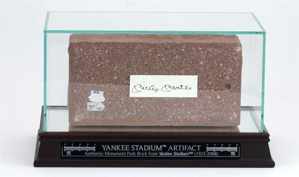 Mickey Mantle Signed Brick from The Original Yankee Stadium’s Monument Park (JSA, MLB & Steiner Authentication) 