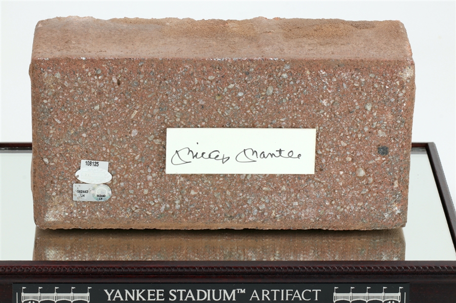 Mickey Mantle Signed Brick from The Original Yankee Stadium’s Monument Park (JSA, MLB & Steiner Authentication) 