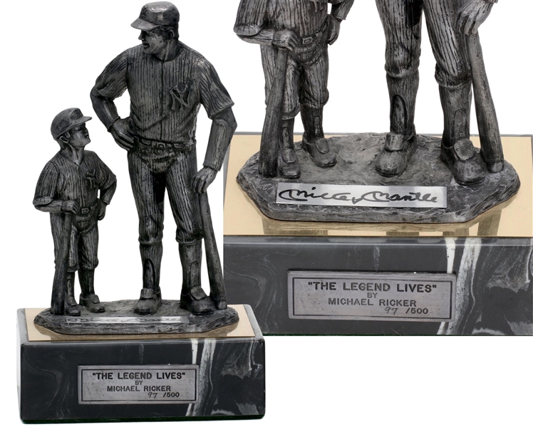 Mickey Mantle signed 10.5” Pewter Sculpture Titled The Legend Lives Mickey Mantle LE # 97 of 500 (JSA LOA) 