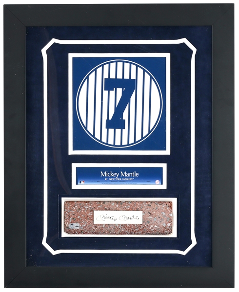 Mickey Mantle Signed Yankee Stadium’s Monument Park Brick Display Plaque (JSA, MLB & Steiner Authentication)  