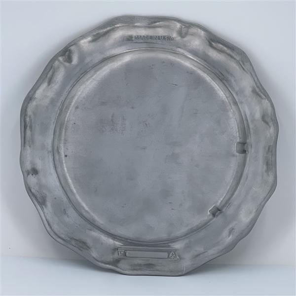 Mickey Mantle Signed 1974 HOF Induction Pewter Plate signed by the Four Living Inductees Mantle, Ford, Conlan, Papa Bell (JSA LOA) 
