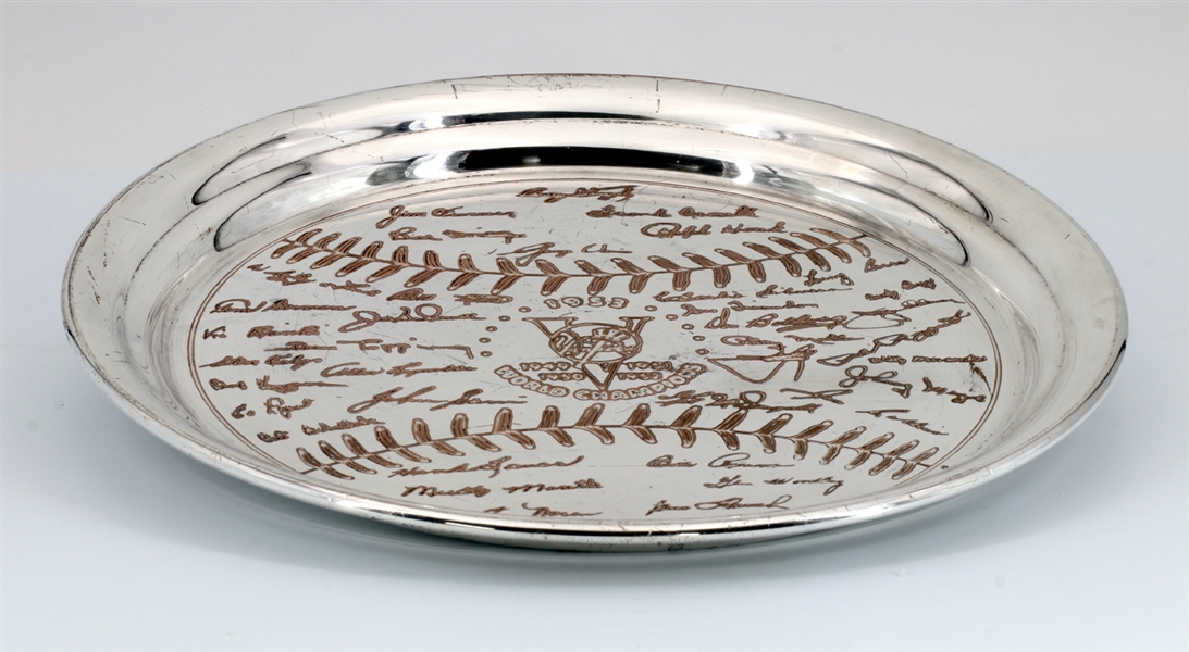 NY Yankees 1953 World Series Silver Plate Given to Team Members Only - Celebrates 5 Straight WS Titles 