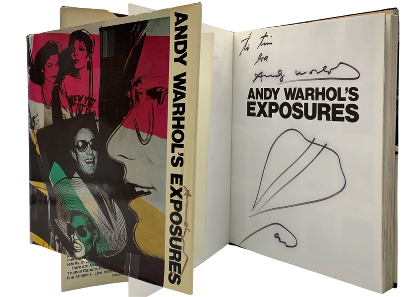 Andy Warhol Thrice-Signed “Exposures” Book w/ Sketch (Third Party Guaranteed)