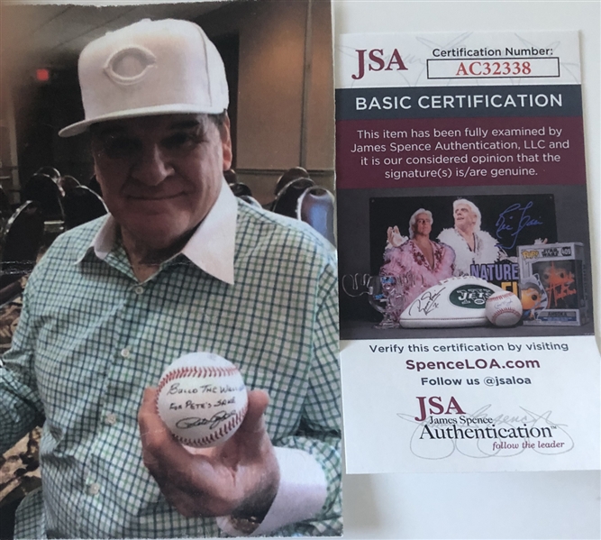 Pete Rose Signed OML Baseball w/ “Build the Wall” Ins. (Third Party Guaranteed) 
