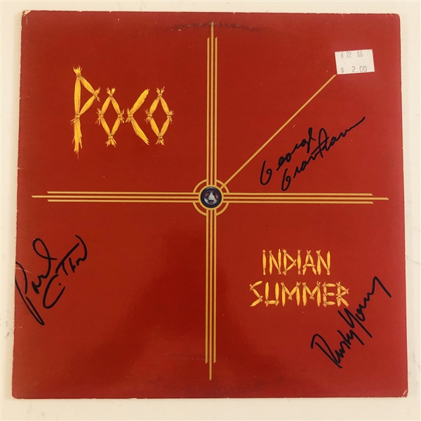 Poco In-Person Group Signed Indian Summer Album Record LP (3 Sigs) (John Brennan Collection) (JSA Authentication)