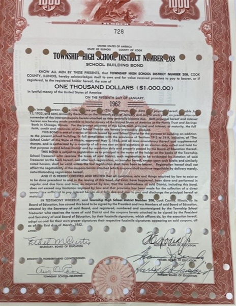 Richard Daley Signed Stock Certificate (Third Party Guaranteed)