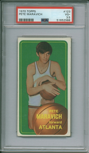 1970 TOPPS Basketball “Pistol” Pete Maravich #123 VG+3.5 Rookie Card (PSA/DNA Encapsulated)