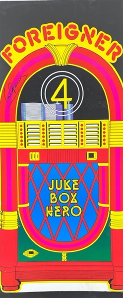 FOREIGNER: Lou Gramm Signed Juke Box Hero  Poster (Third Party Guaranteed) 