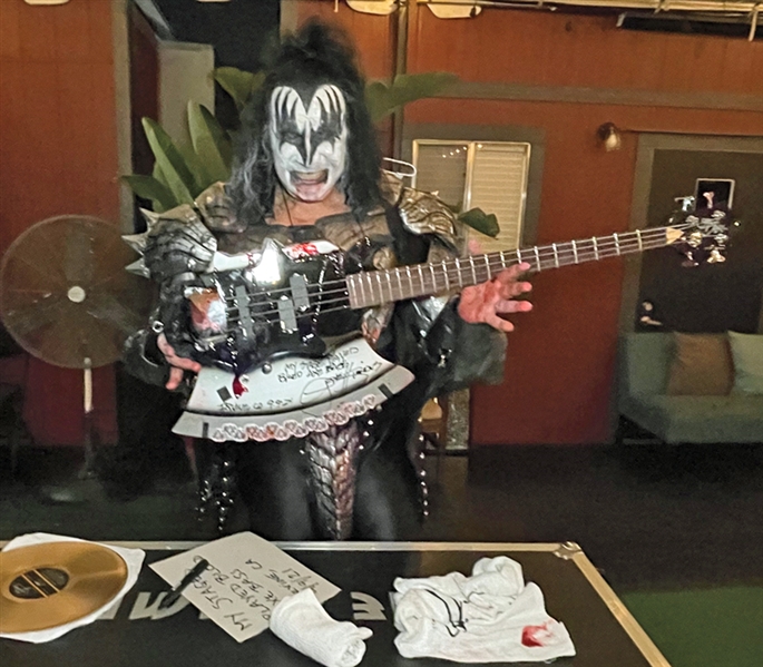 KISS: Gene Simmons Stage-Used & Signed Blood Axe Guitar :: Used 9/9/2021 in Irvine, CA (In-Person Photo ID Provenance) 