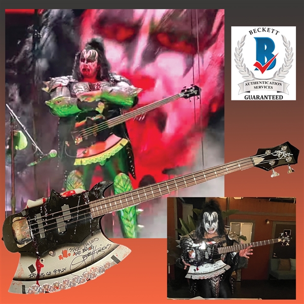 KISS: Gene Simmons Stage-Used & Signed Blood Axe Guitar :: Used 9/9/2021 in Irvine, CA (In-Person Photo ID Provenance) 