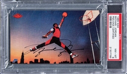 Michael Jordan Signed 1985 Nike Promo Rookie Card with Superb Autograph (PSA NM-MT 8, PSA/DNA Certified & UDA Sticker)