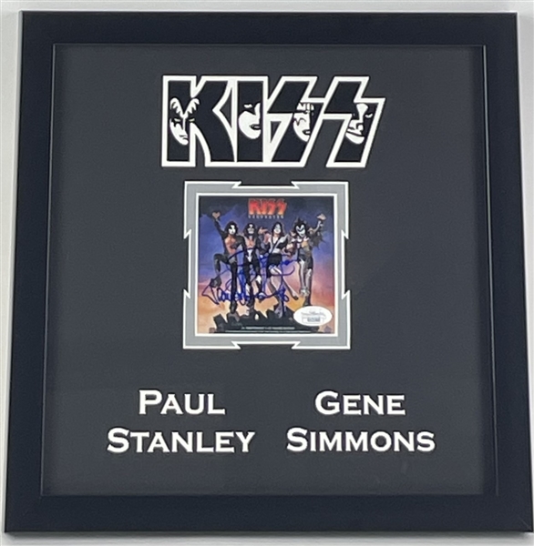 KISS: Gene Simmons & Paul Stanley Signed CD Insert, Matted & Framed (JSA)