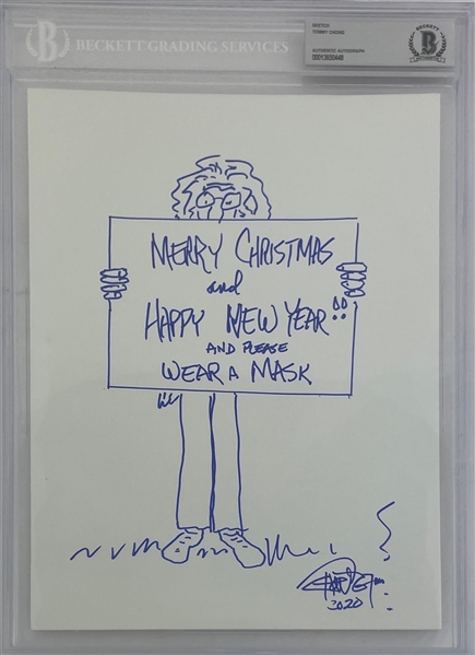 Tommy Chong Signed 8.25" x 10.75" Sketch (Beckett/BAS Encapsulated)
