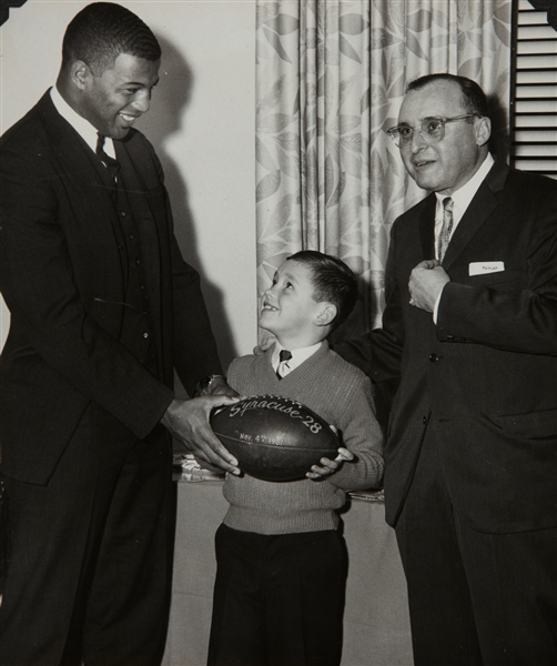 1961 Ernie Davis Presentational Game Ball from 11/4/61 Syracuse vs. University of Pittsburgh Game. :: Photomatched to Presentation Event!
