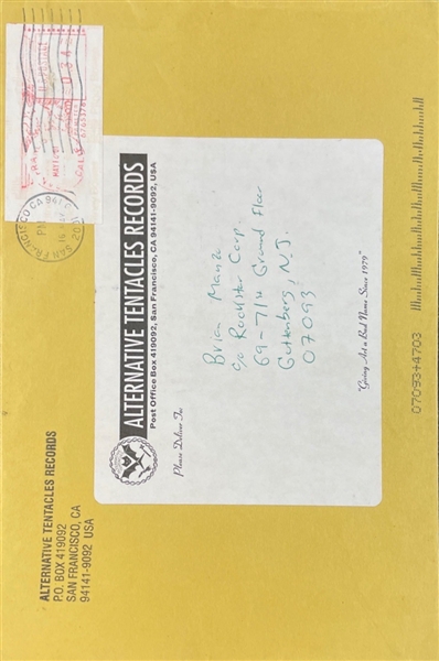 Jello Biafra Signed 5 x 7 Press Photo w/ Original Envelope (Beckett/BAS COA)