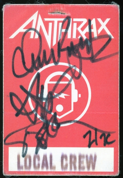 Anthrax: Group Signed 1993 Local Crew AAA Pass (3 sigs)(Third Party Guaranteed)