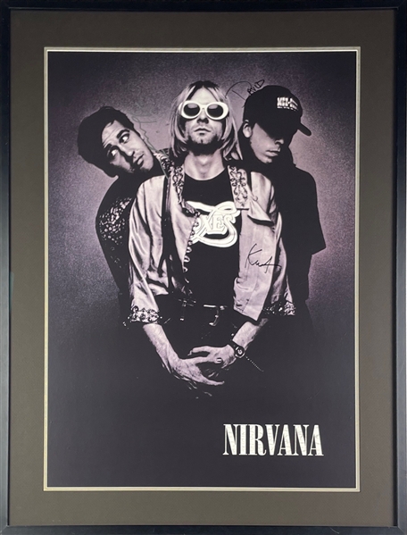 Nirvana: Impossibly RARE Group Signed 1993 “In Utero” Large Format Promo Poster with Extraordinary Provenance Tied Directly to Offices of David Geffen (Jeff Gold Recordmecca & Epperson/REAL LOAs)