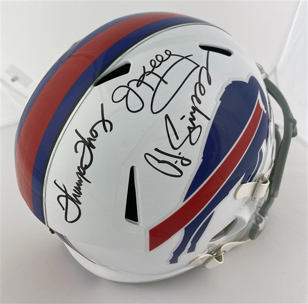 Bills Legends: Jim Kelly, Thurman Thomas, O.J. Simpson and Andre Reed Signed Buffalo Bills Helmet (Beckett/BAS COA)