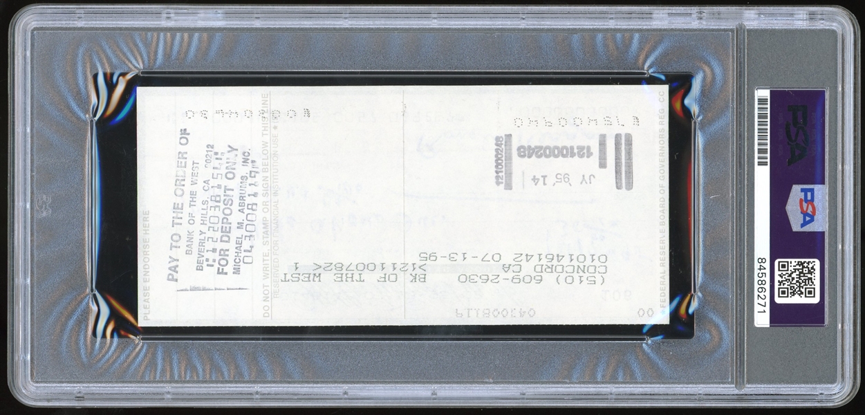 Ronald Reagan Scarce Signed Bank Check (Post Alzheimer's Announcement) - One of His Last Checks (PSA/DNA Encapsulated)